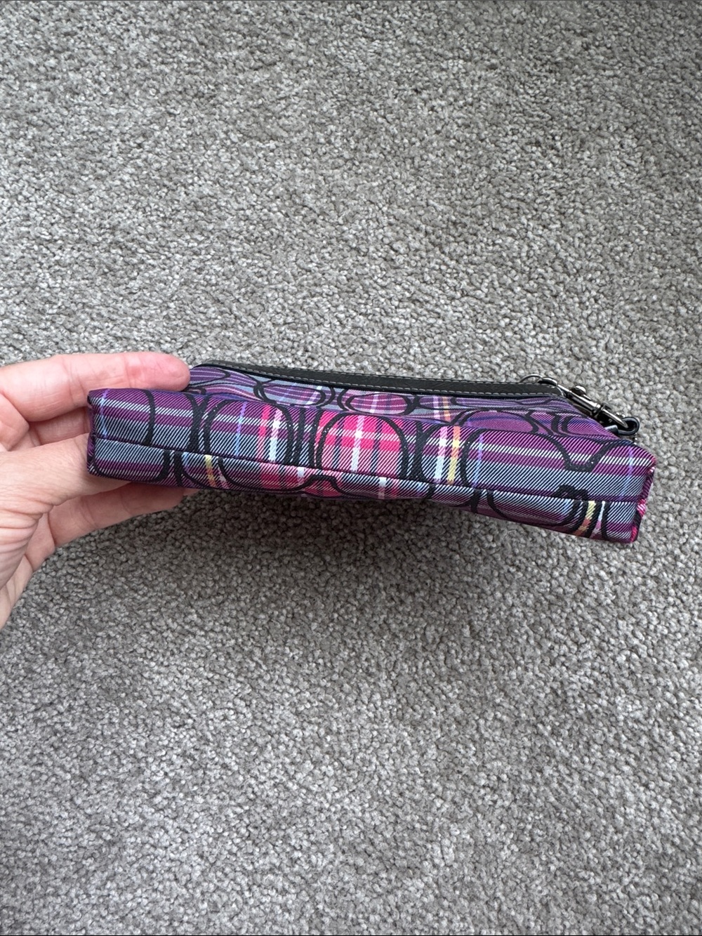 Coach Pink and Purple Signature Wristlet with Black Trim - Picture 4 of 5